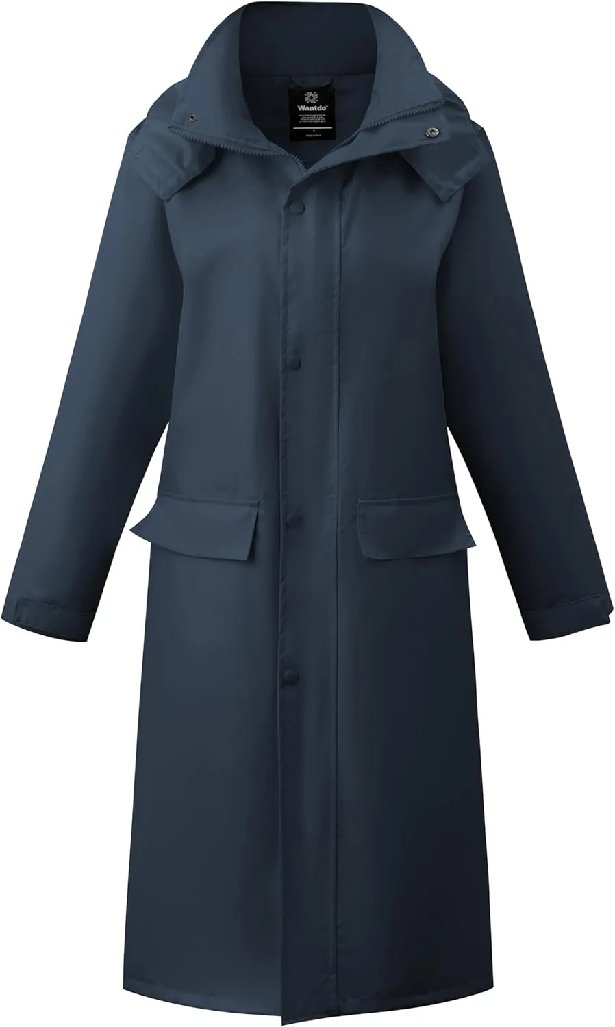 wantdo Long Rain Coat for Women Waterproof Raincoat with Hood Full Length Windbreaker Packable Trench Rain Jacket