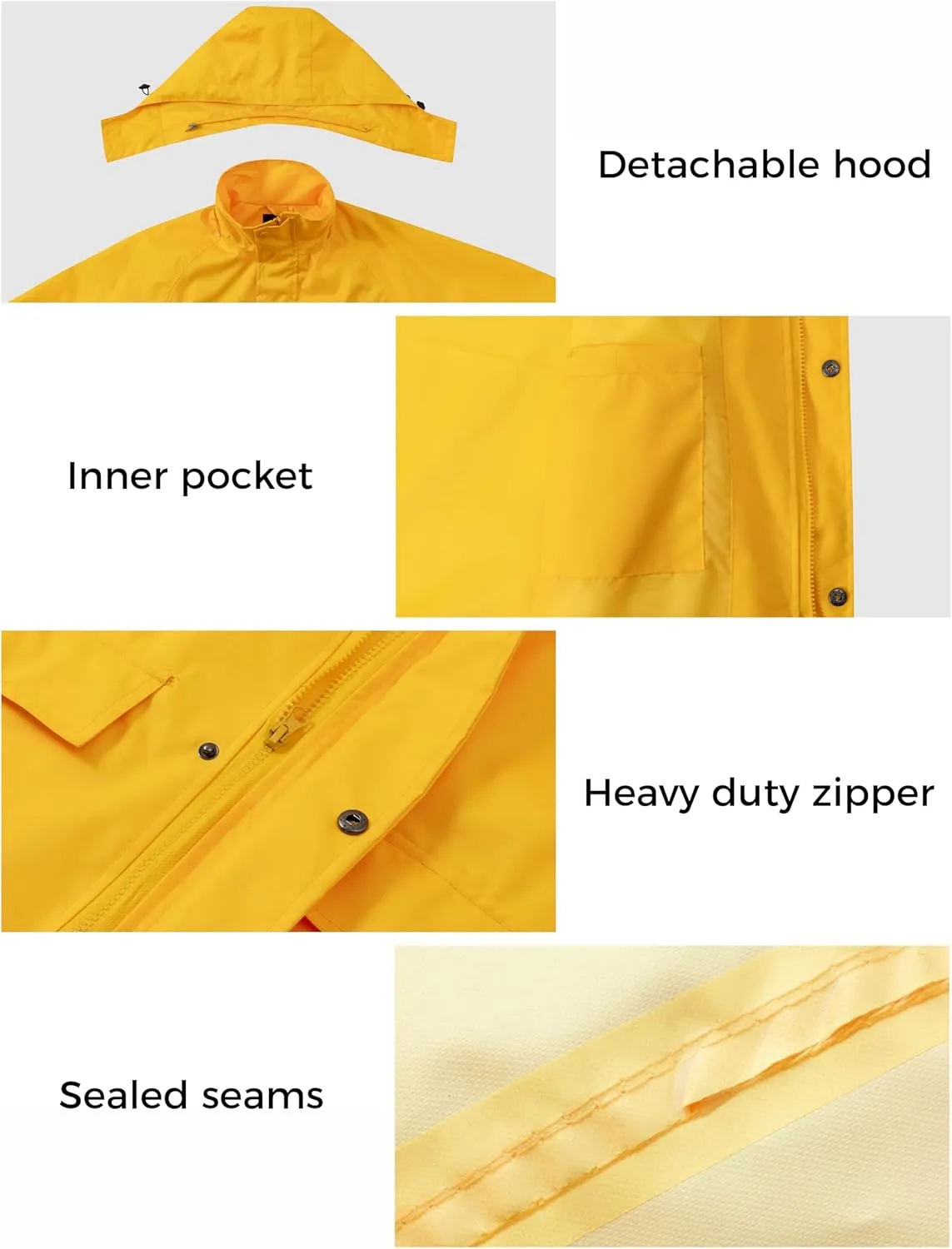 wantdo Long Rain Coat for Women Waterproof Raincoat with Hood Full Length Windbreaker Packable Trench Rain Jacket