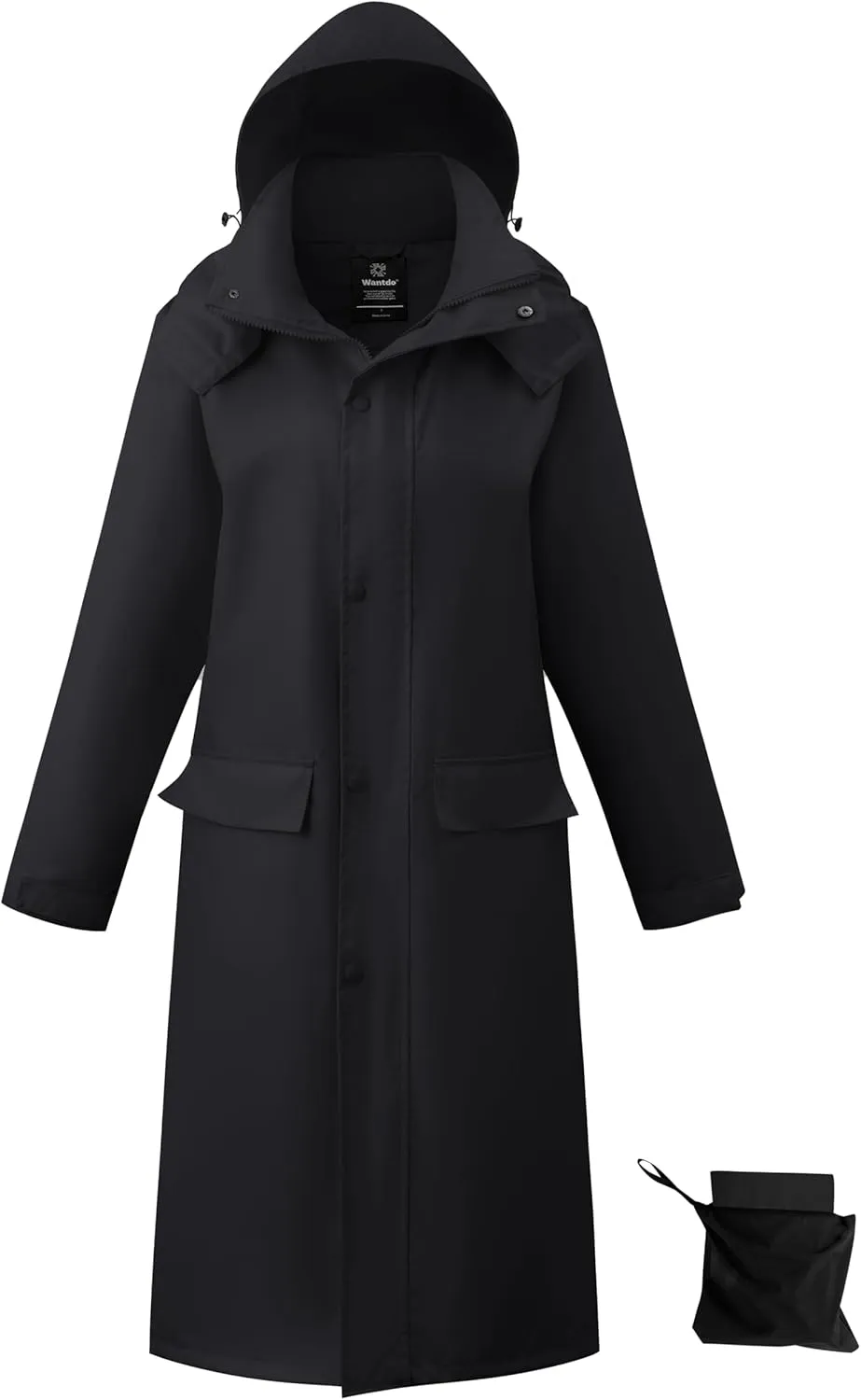 wantdo Long Rain Coat for Women Waterproof Raincoat with Hood Full Length Windbreaker Packable Trench Rain Jacket