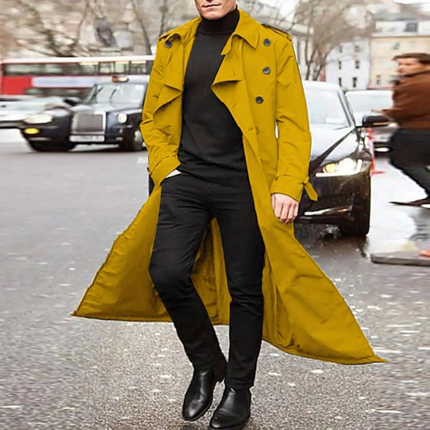 Windbreaker Jackets for Men Classic Loose Long Casual Trendy Solid Jacket