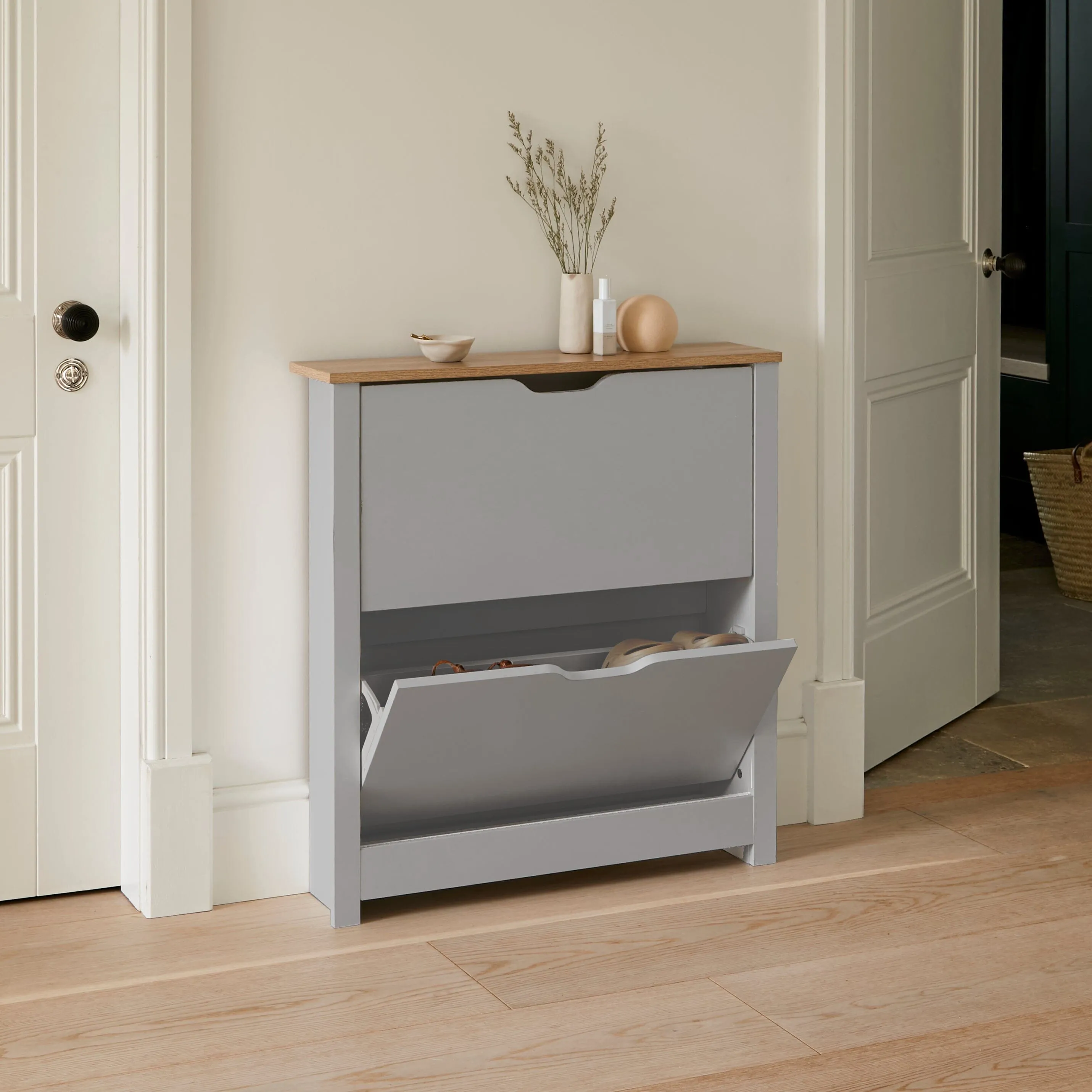 Windsor Shoe Cabinet - 2 Door - Grey