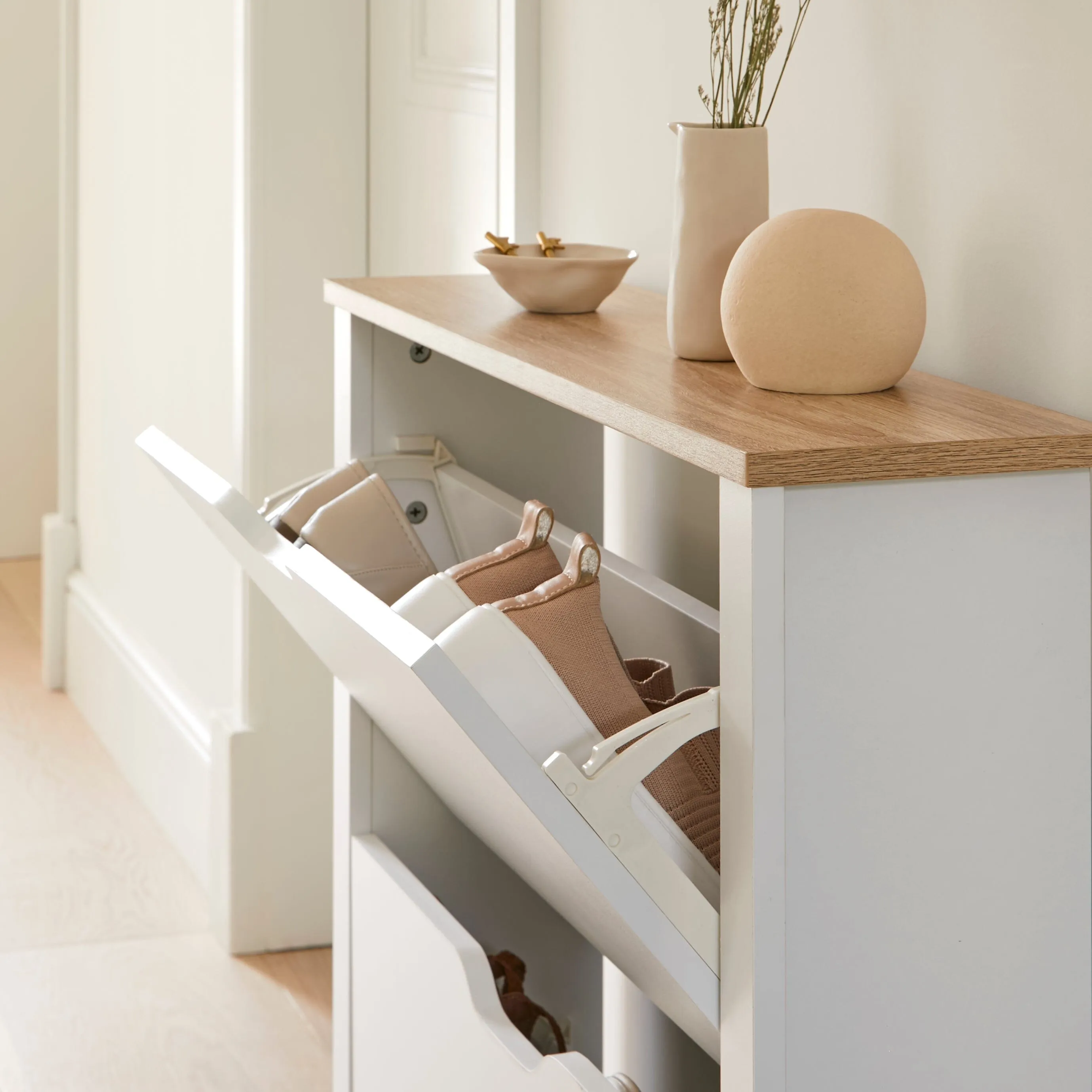 Windsor Shoe Cabinet - 3 Door - White
