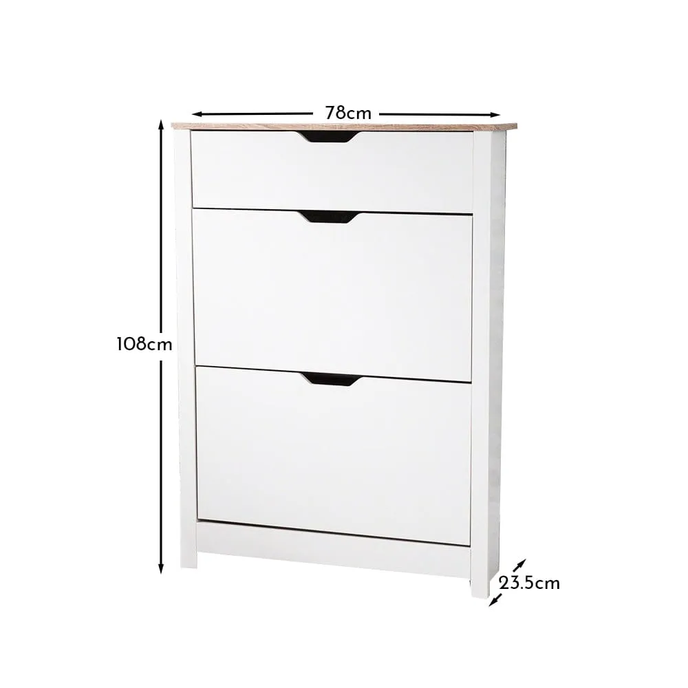 Windsor Shoe Cabinet - 3 Door - White