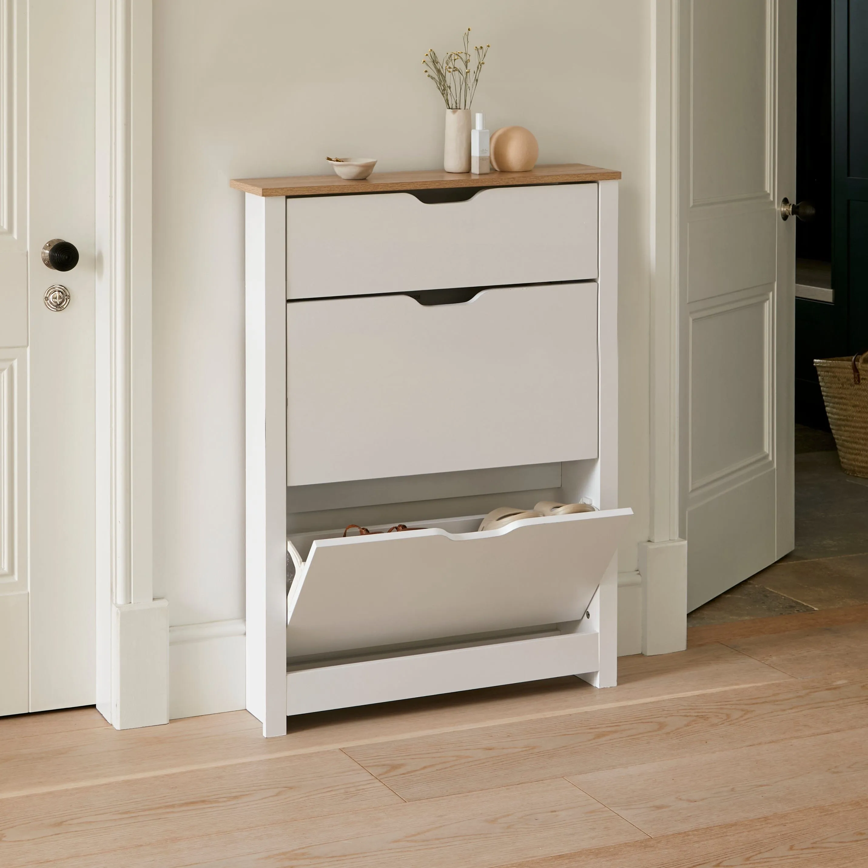 Windsor Shoe Cabinet - 3 Door - White