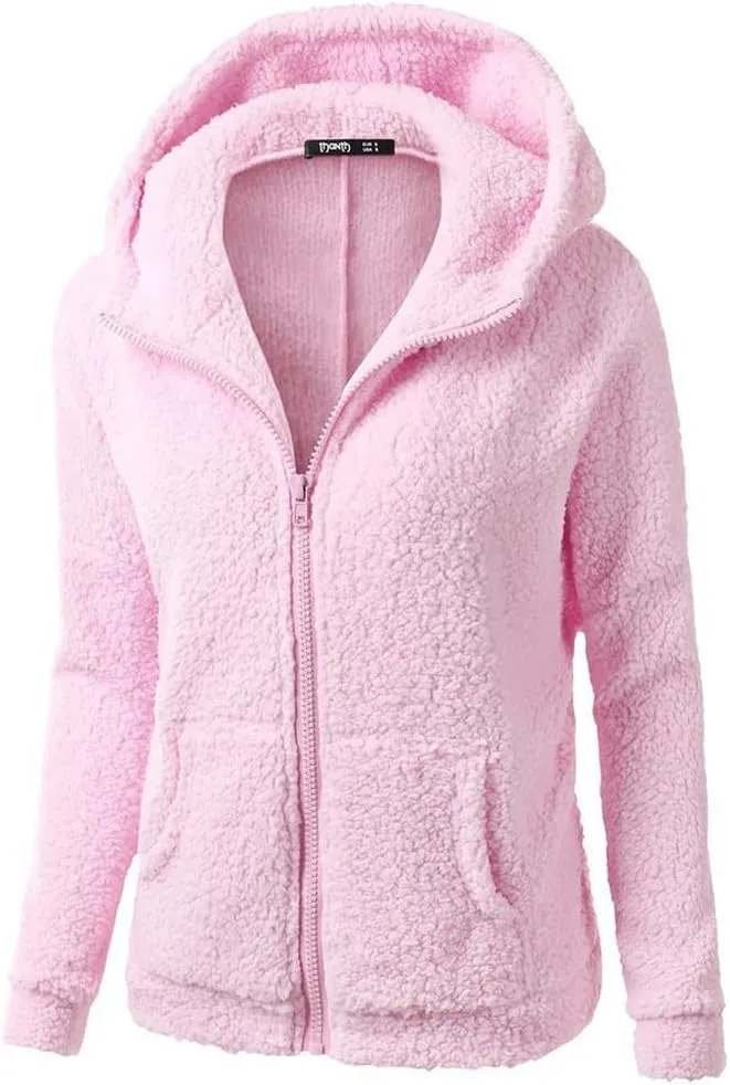 Winter Coats for Women 2024 Lightweight Fleece Lined Zip Up Coats Comfy Warm Plus Size Sherpa Jackets with Pockets