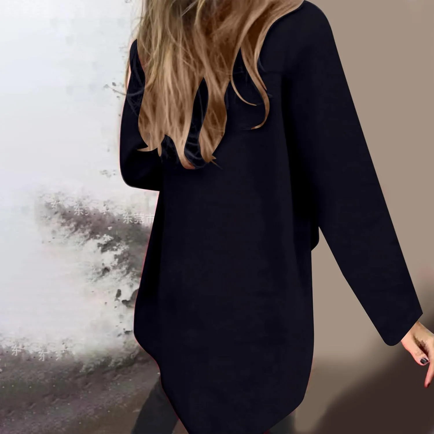 Winter Coats for Women Elegant Lapel Collar Single-Breasted Woolen Coat Casual Mid Long Peacoats Fall Trench Coat