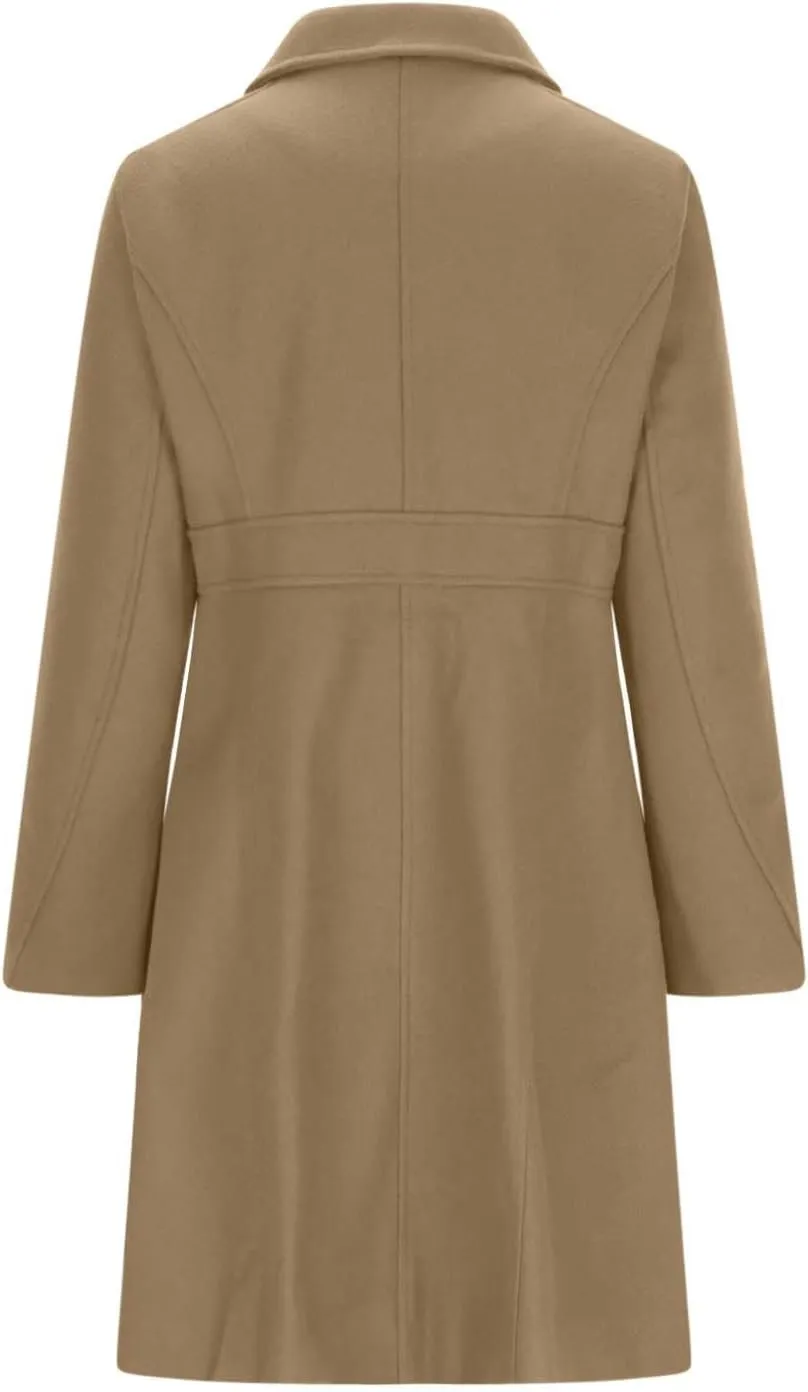 Winter Coats for Women Elegant Lapel Collar Single-Breasted Woolen Coat Casual Mid Long Peacoats Fall Trench Coat