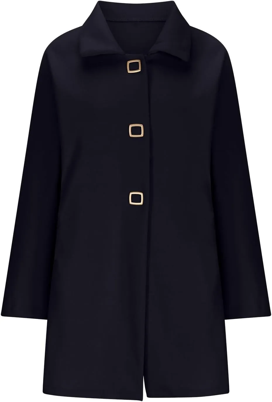 Winter Coats for Women Elegant Lapel Collar Single-Breasted Woolen Coat Casual Mid Long Peacoats Fall Trench Coat