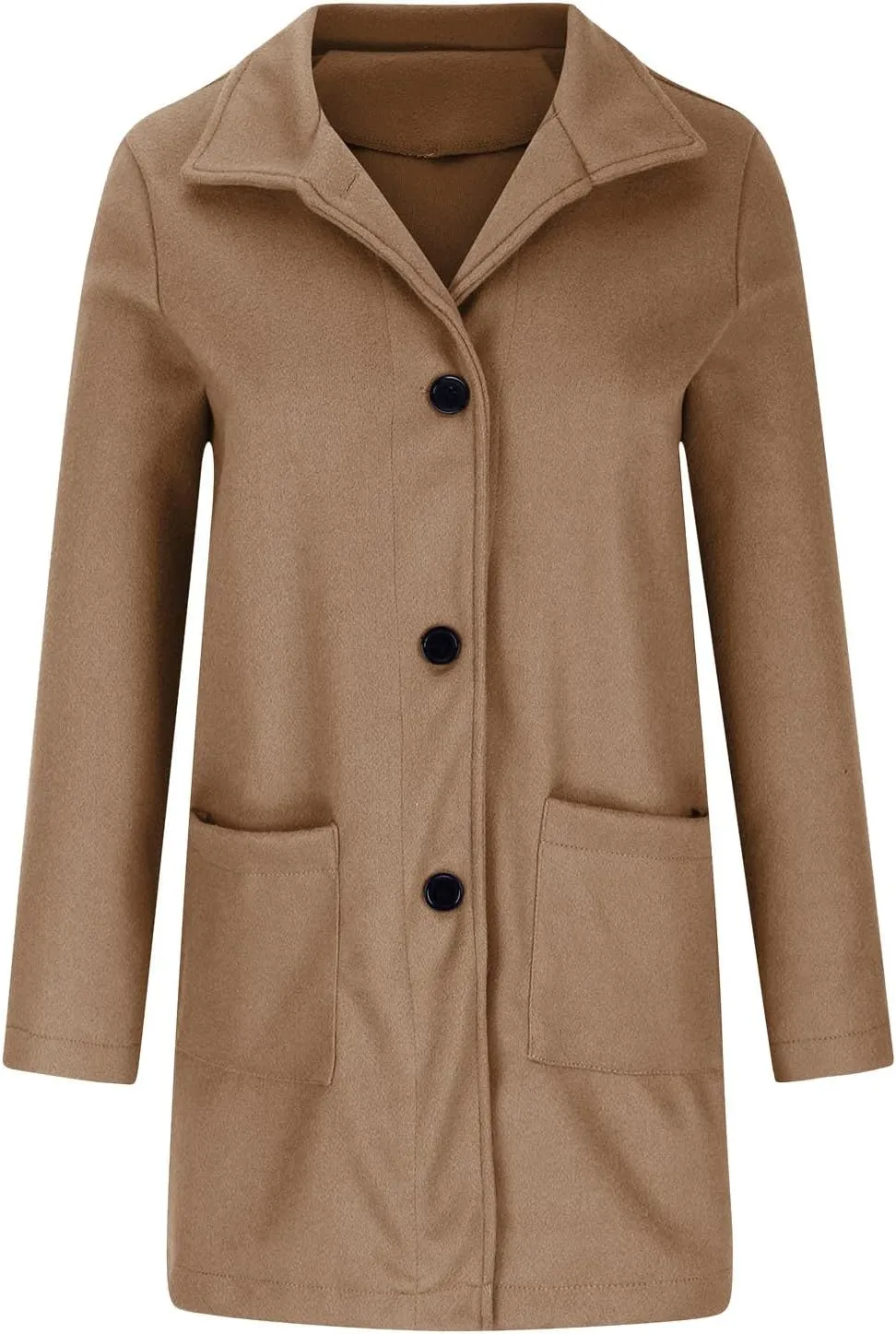 Winter Coats for Women Elegant Lapel Collar Single-Breasted Woolen Coat Casual Mid Long Peacoats Fall Trench Coat