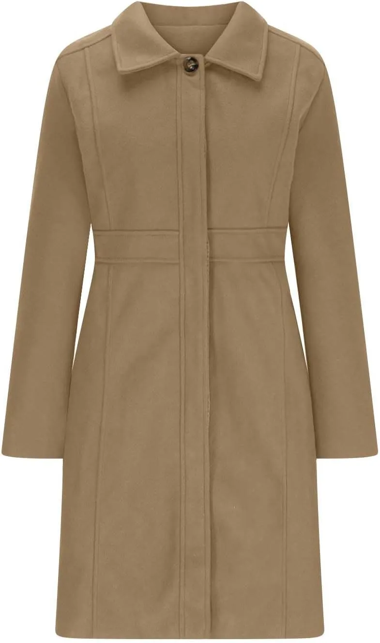 Winter Coats for Women Elegant Lapel Collar Single-Breasted Woolen Coat Casual Mid Long Peacoats Fall Trench Coat