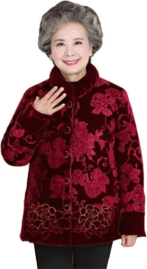 Winter Middle-Aged Grandma Elegant Temperament Thicker Cotton Padded Coat
