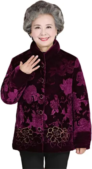 Winter Middle-Aged Grandma Elegant Temperament Thicker Cotton Padded Coat