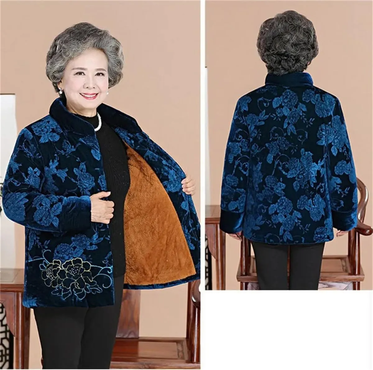 Winter Middle-Aged Grandma Elegant Temperament Thicker Cotton Padded Coat