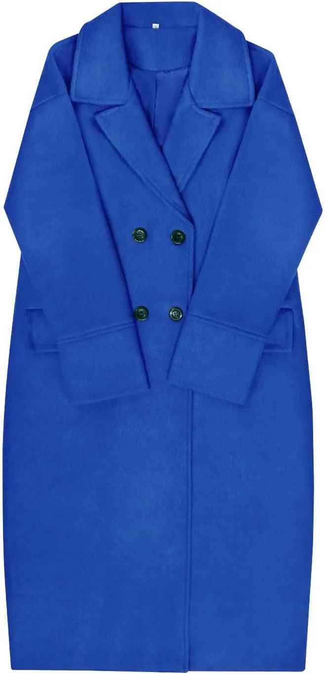 Women Button Wool Overcoats Winter Loose Long Pea Coats Warm Fashion Outwear Solid Elegant Windbreaker Jacket