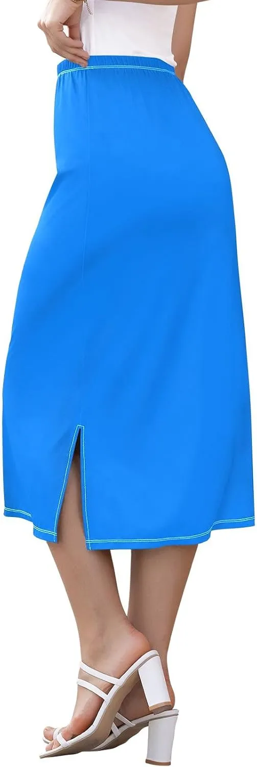 Women Midi Skirt Royal Blue Midi Skirts for Women with Slit Midi Active Skirt Bottom, Small