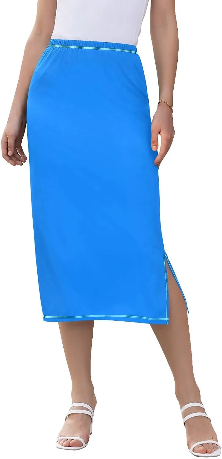 Women Midi Skirt Royal Blue Midi Skirts for Women with Slit Midi Active Skirt Bottom, Small