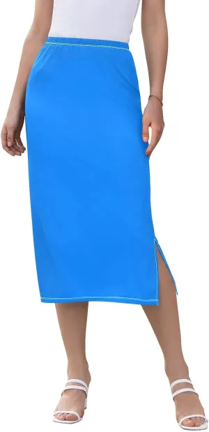 Women Midi Skirt Royal Blue Midi Skirts for Women with Slit Midi Active Skirt Bottom, Small