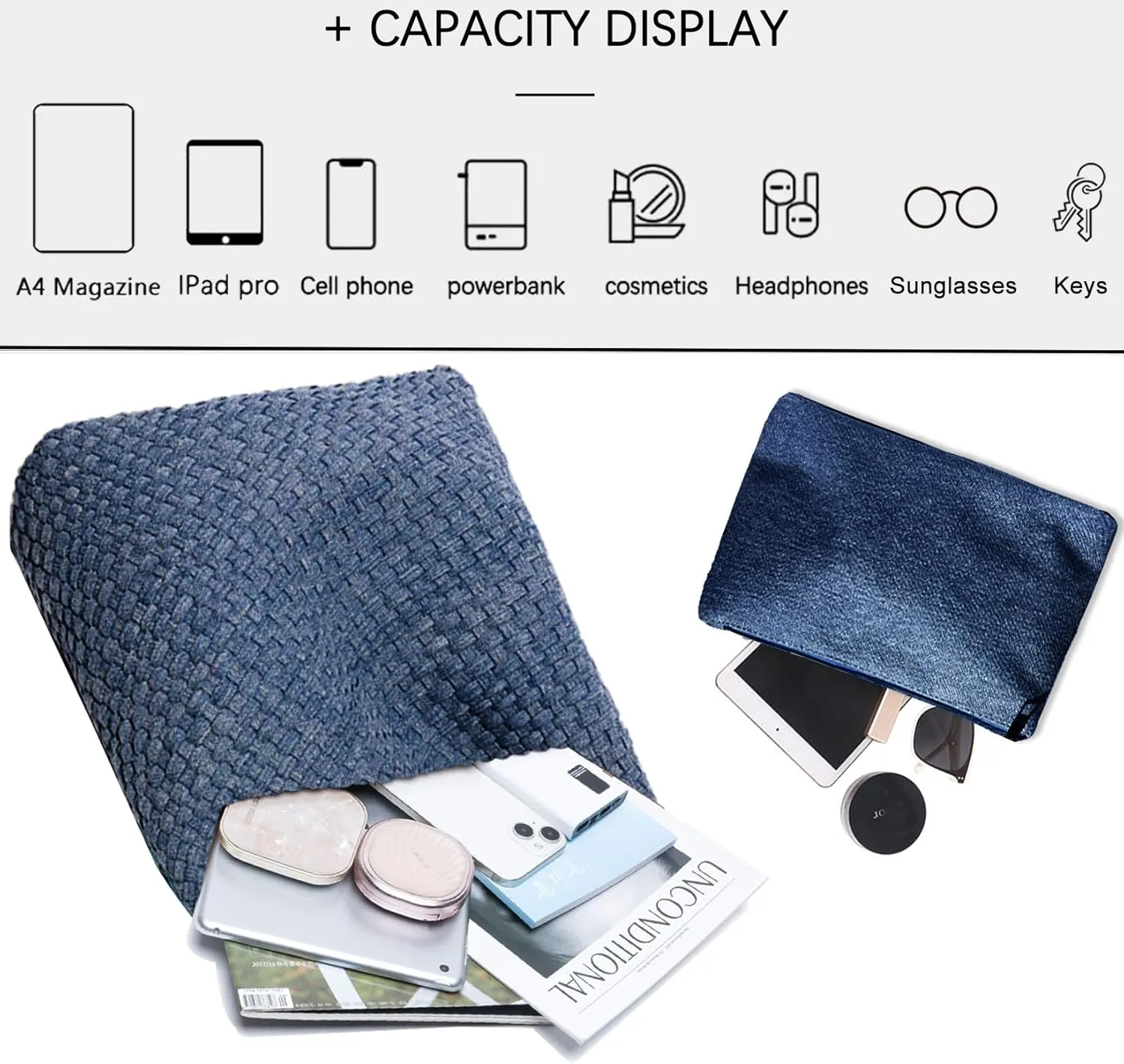 Women Vegan Leather Hand-Woven Tote Handbag Fashion Shoulder Top-handle Bag All-Match Underarm Bag with Purse