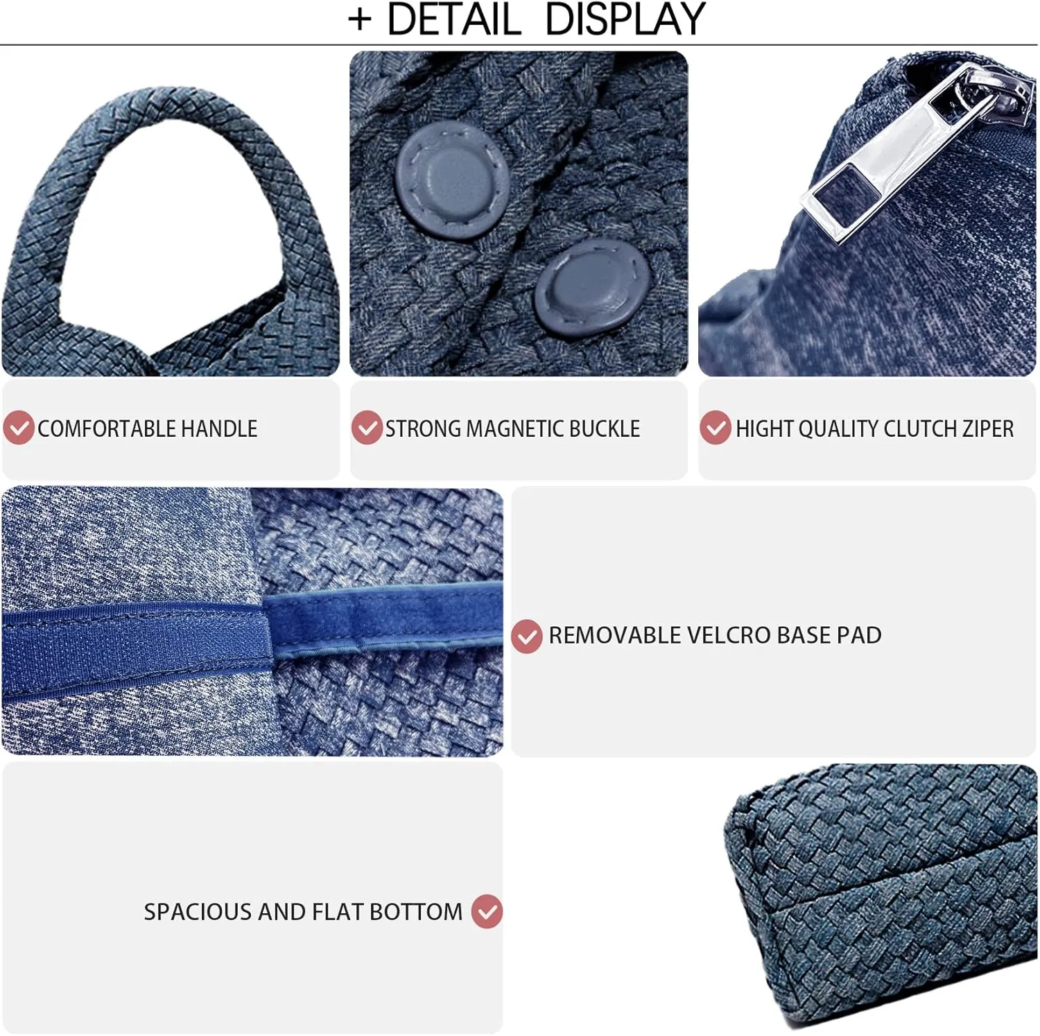 Women Vegan Leather Hand-Woven Tote Handbag Fashion Shoulder Top-handle Bag All-Match Underarm Bag with Purse