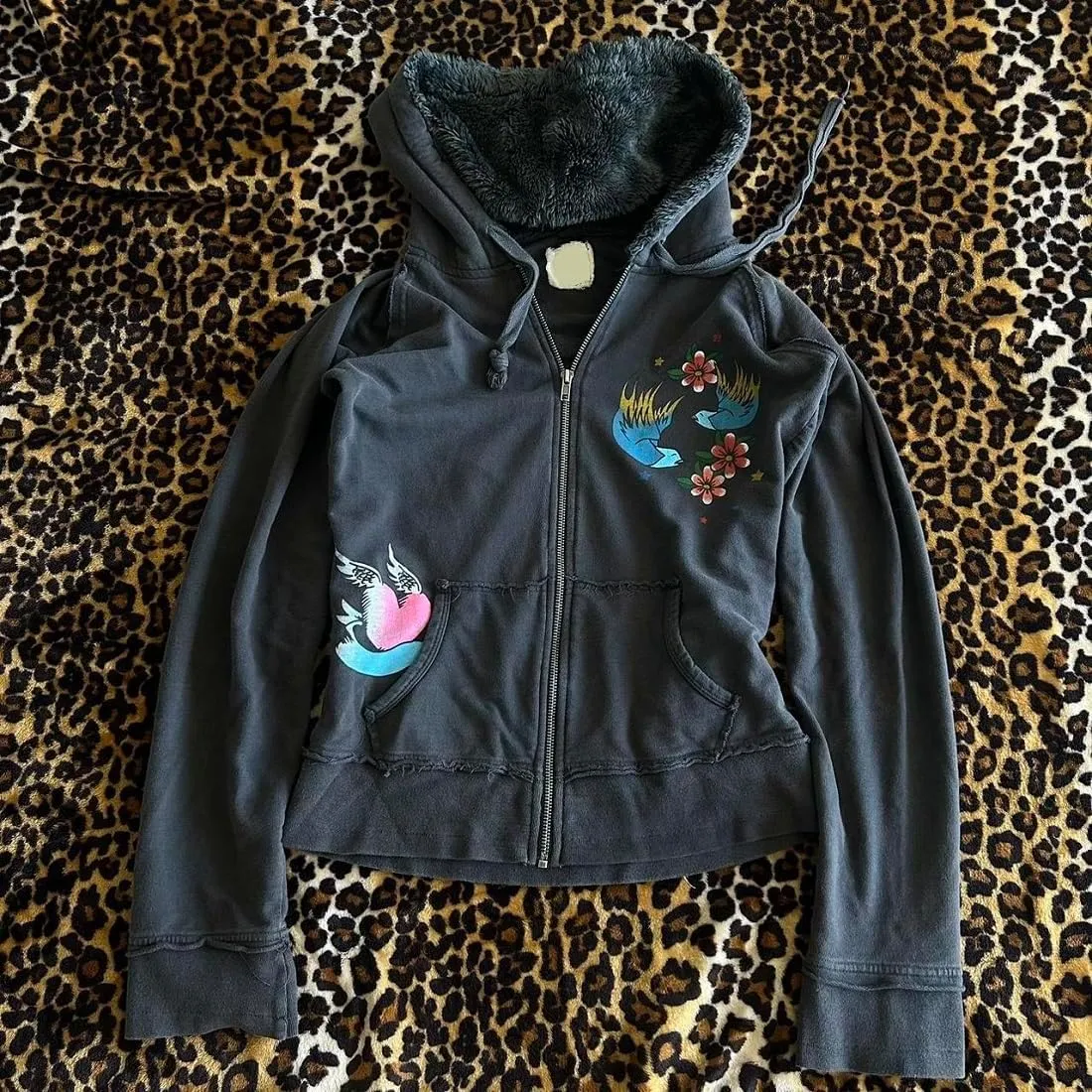 Women Y2K Zip Up Hoodie Gothic Graphic Oversized Sweatshirts Fairy Grunge Zipper Hooded Jacket Harajuku Streetwear