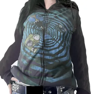 Women Y2K Zip Up Hoodie Gothic Graphic Oversized Sweatshirts Fairy Grunge Zipper Hooded Jacket Harajuku Streetwear
