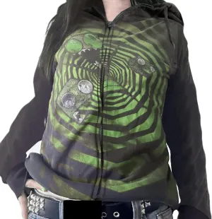 Women Y2K Zip Up Hoodie Gothic Graphic Oversized Sweatshirts Fairy Grunge Zipper Hooded Jacket Harajuku Streetwear