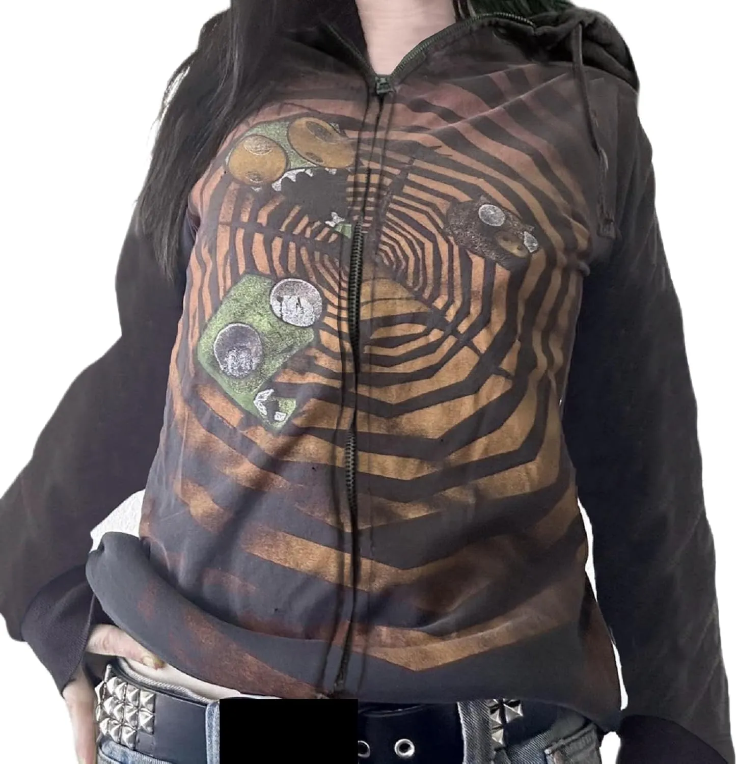 Women Y2K Zip Up Hoodie Gothic Graphic Oversized Sweatshirts Fairy Grunge Zipper Hooded Jacket Harajuku Streetwear