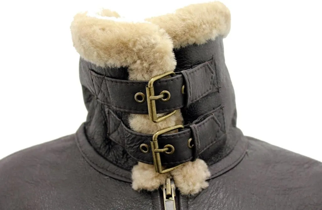 Women's Brown B3 WW2 Ginger Real Thick Sheepskin Leather Flying Jacket