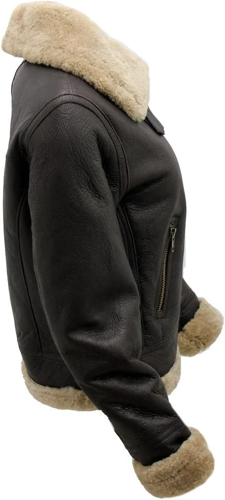Women's Brown B3 WW2 Ginger Real Thick Sheepskin Leather Flying Jacket