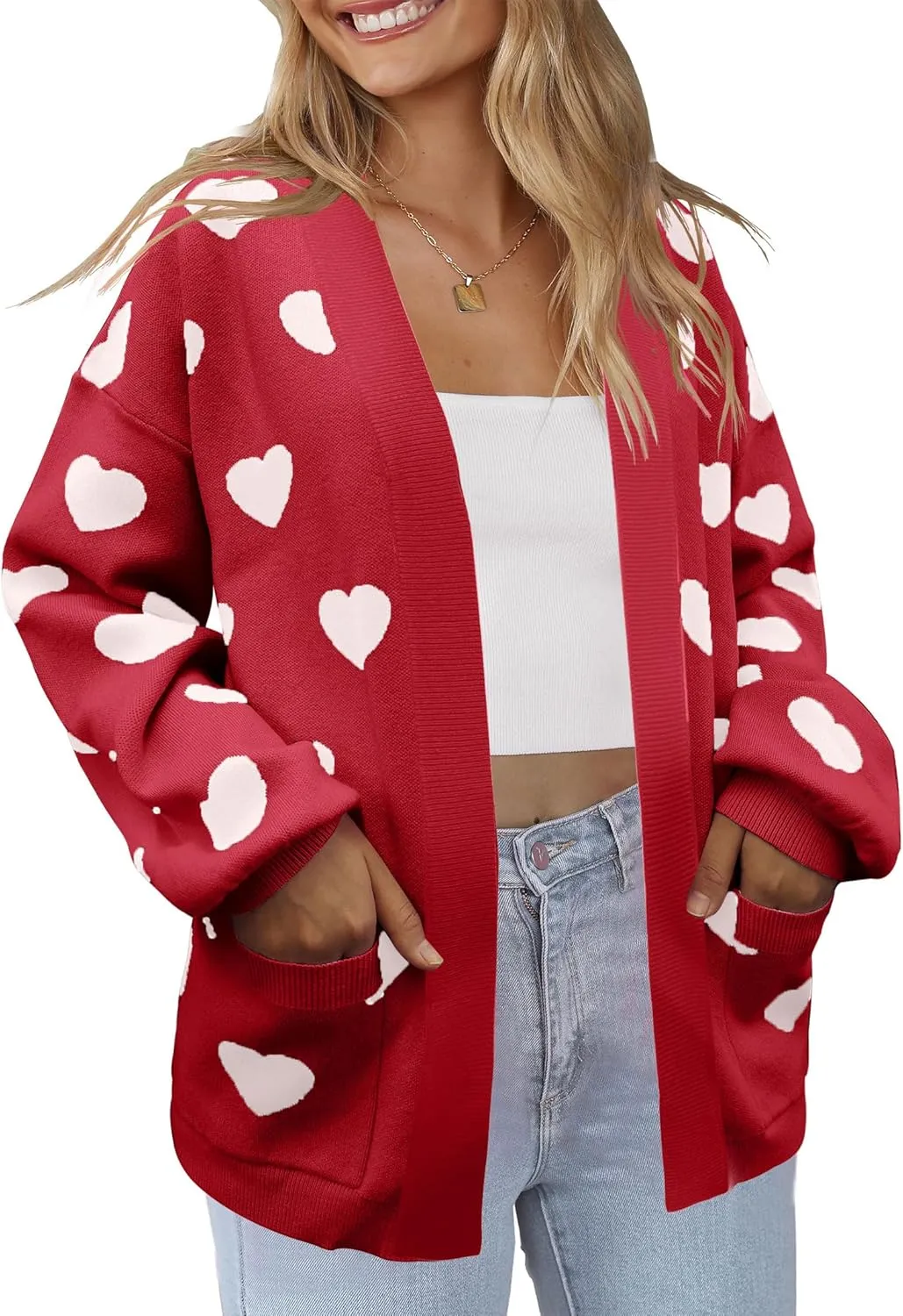 Women's Cardigan Soft Pocketed Long Sleeves Casual Knitted Open Front Cardigans Lightweight Sweaters