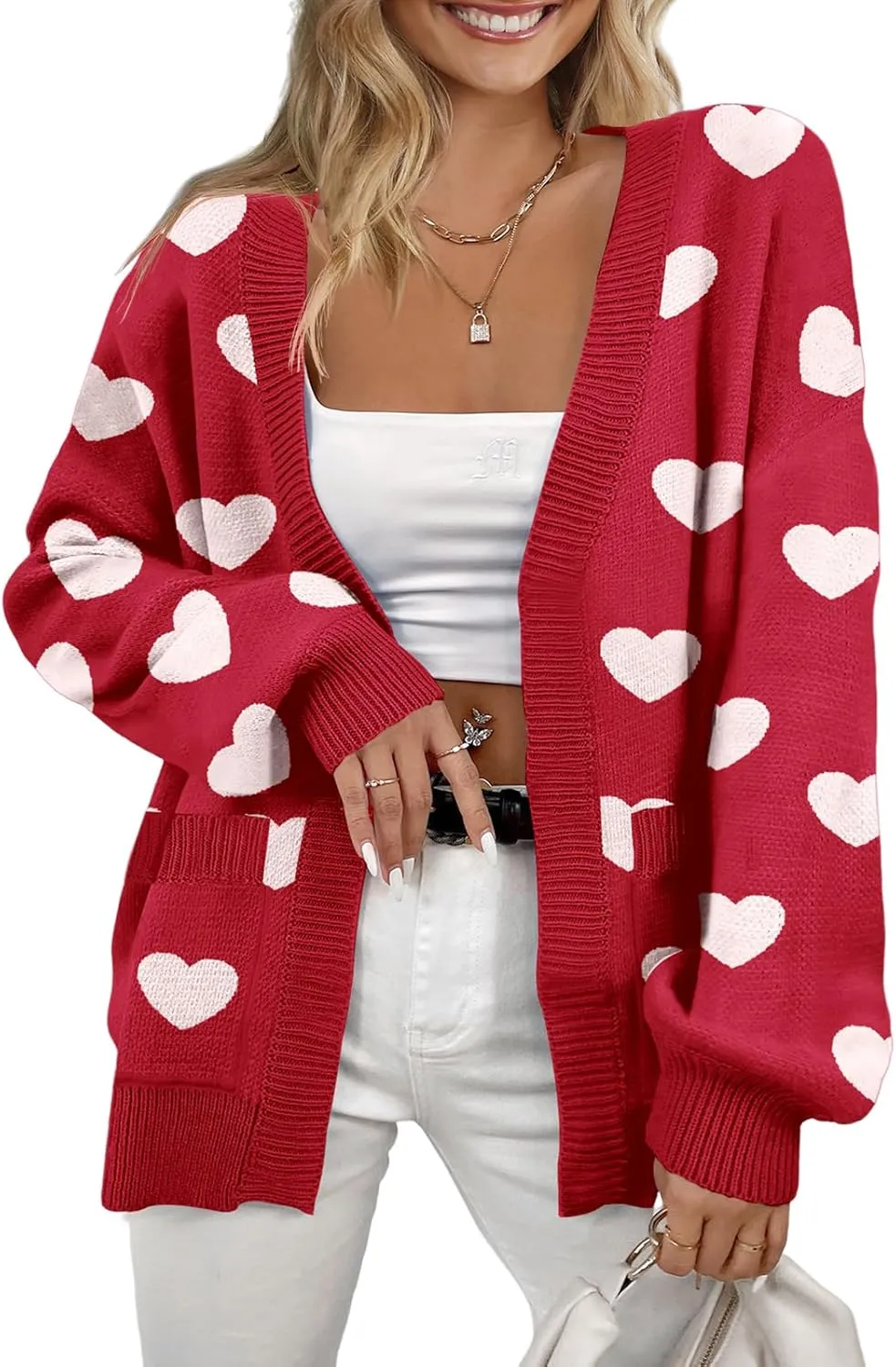 Women's Cardigan Soft Pocketed Long Sleeves Casual Knitted Open Front Cardigans Lightweight Sweaters