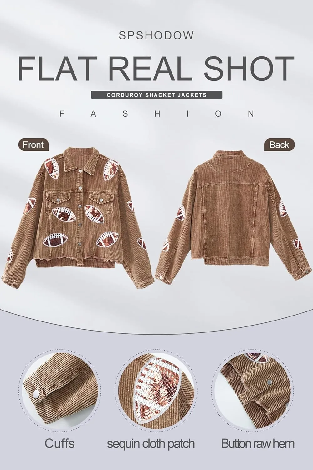 Womens Corduroy Jackets - Y2K Cropped Casual Button Down Jacket Retro Washed Frayed Hem Shacket Coat