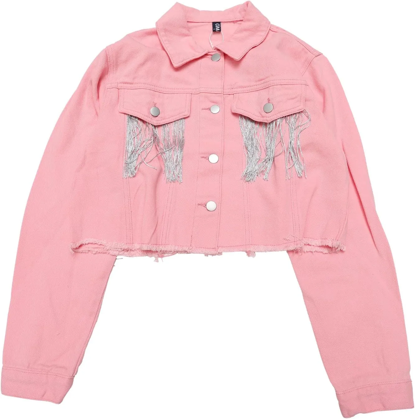 Women's Cropped Jean Jackets Long Sleeve Frayed Hem Tassel Fringe Denim Jacket