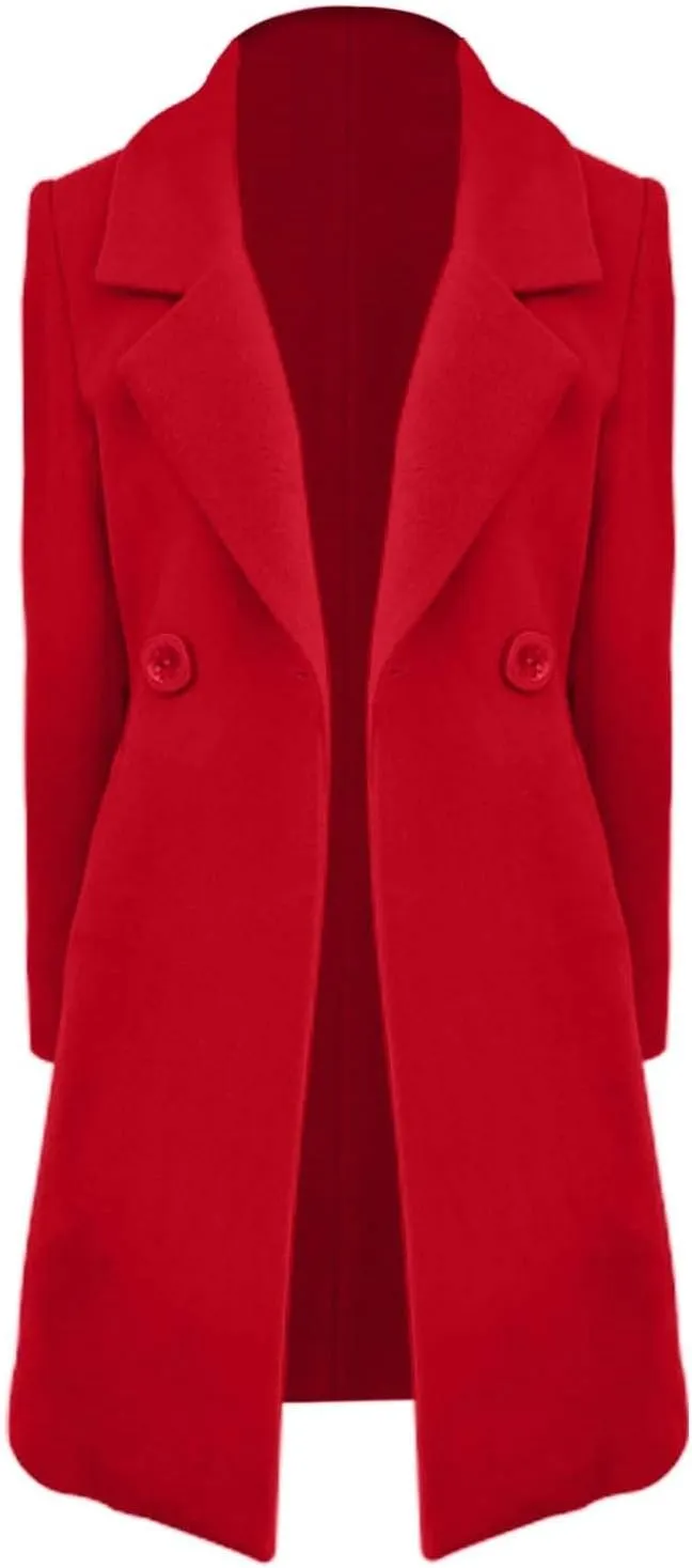 Women's Double Breasted Long Trench Coat Windproof Classic Lapel Slim Overcoat with Belt