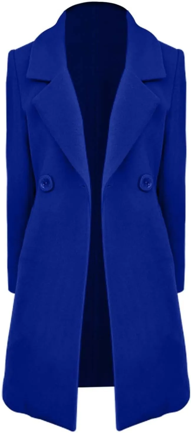 Women's Double Breasted Long Trench Coat Windproof Classic Lapel Slim Overcoat with Belt