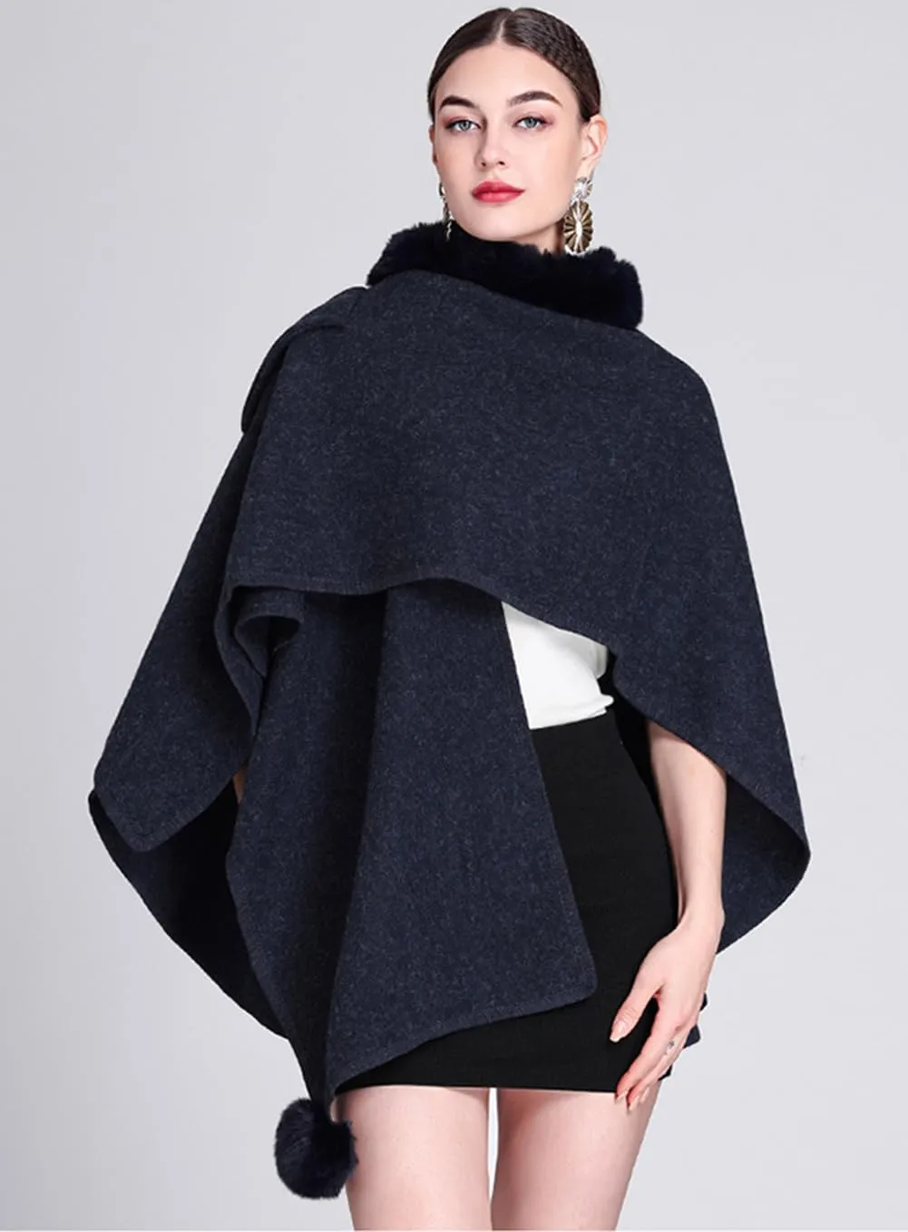 Women's Faux Fur Shawl Wrap Stole Knit Cardigan Cape Shawl Bridal Open Front Poncho Cloak Large Scarf Blanket Coat