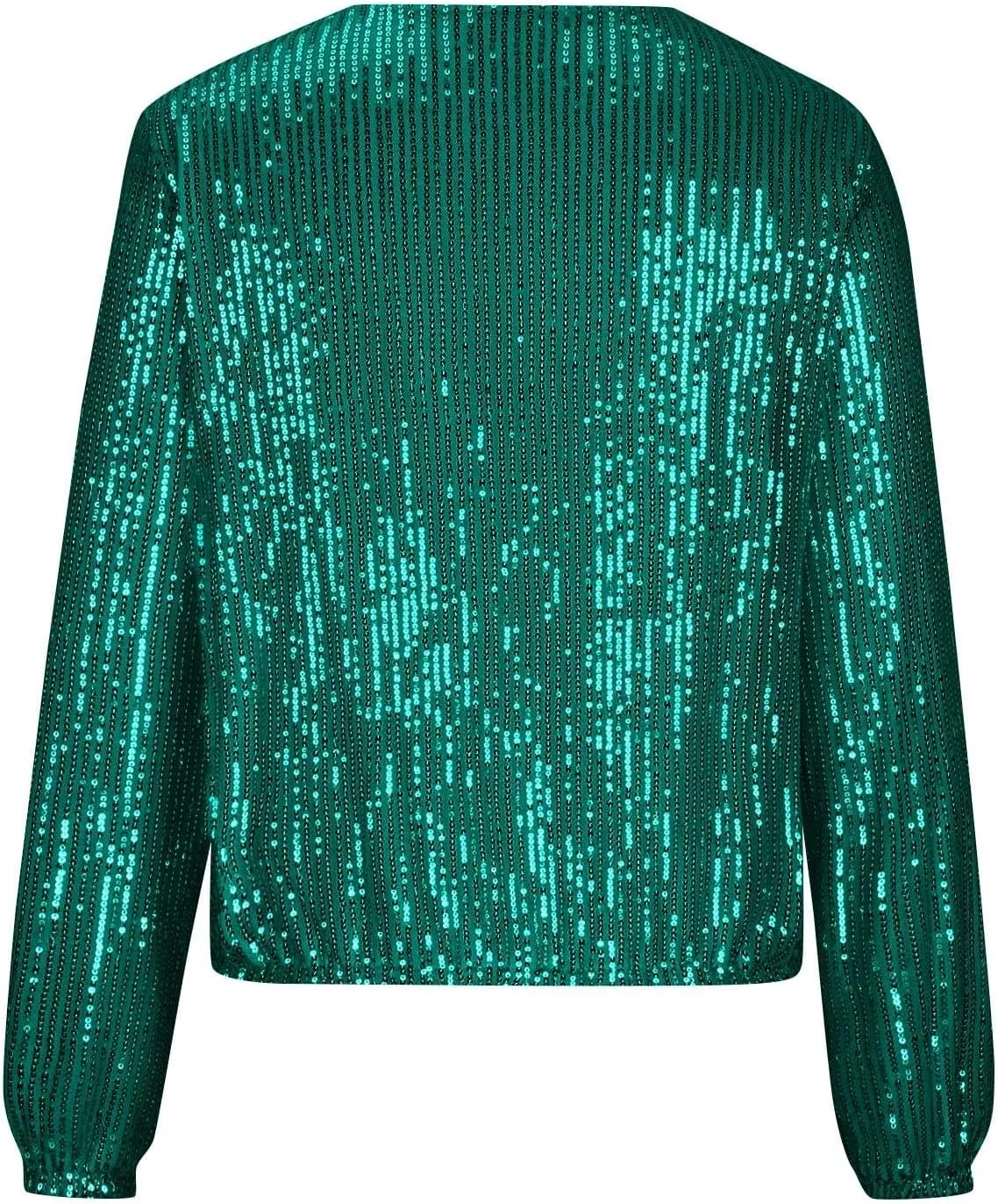 Womens Glitter Sequin Jacket Sparkly Long Sleeve Collarless Front Zip Casual Blazer Bomber Jackets Going Out Party Coat