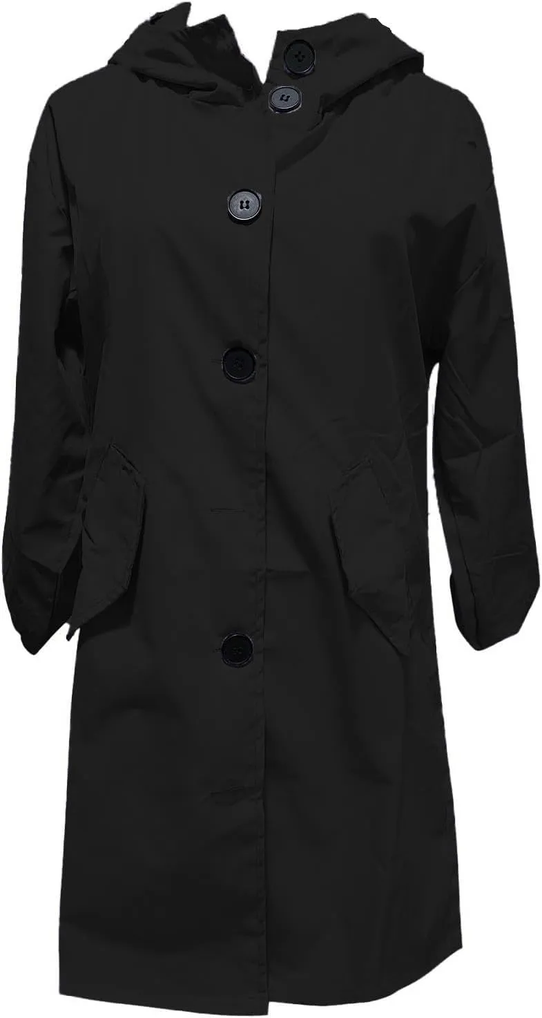 Women's Hooded Trenchcoats Anoraks Wind Breaker Long Rain Coat Waterproof Raincoats with Hood Plus Size Fall Jacket