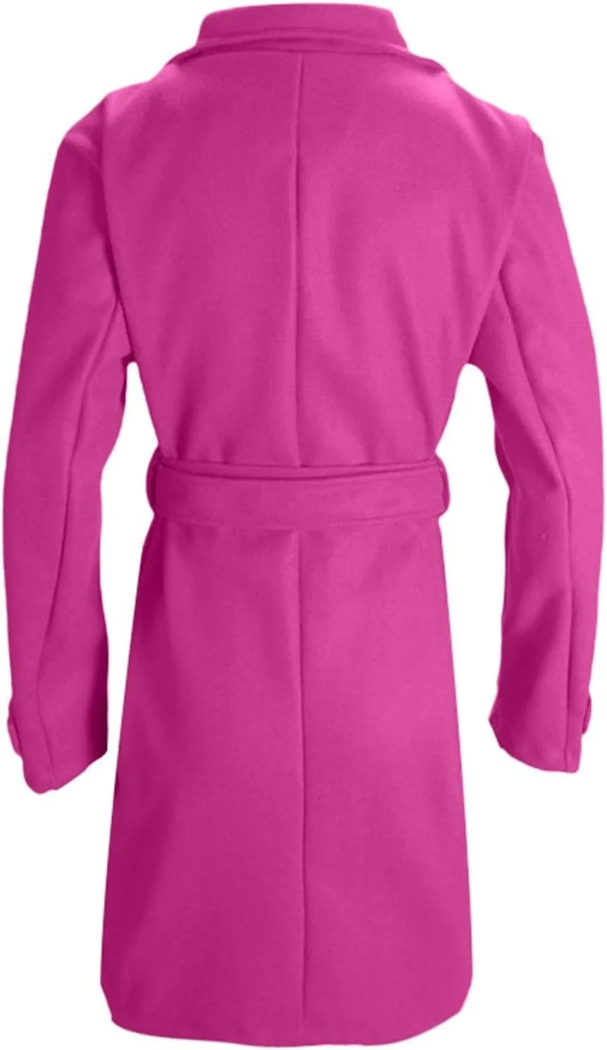Women's Long Coat Notched Lapel Collar Double Breasted Pea Coat Winter Elegant Wool Blend Over Coats Jackets