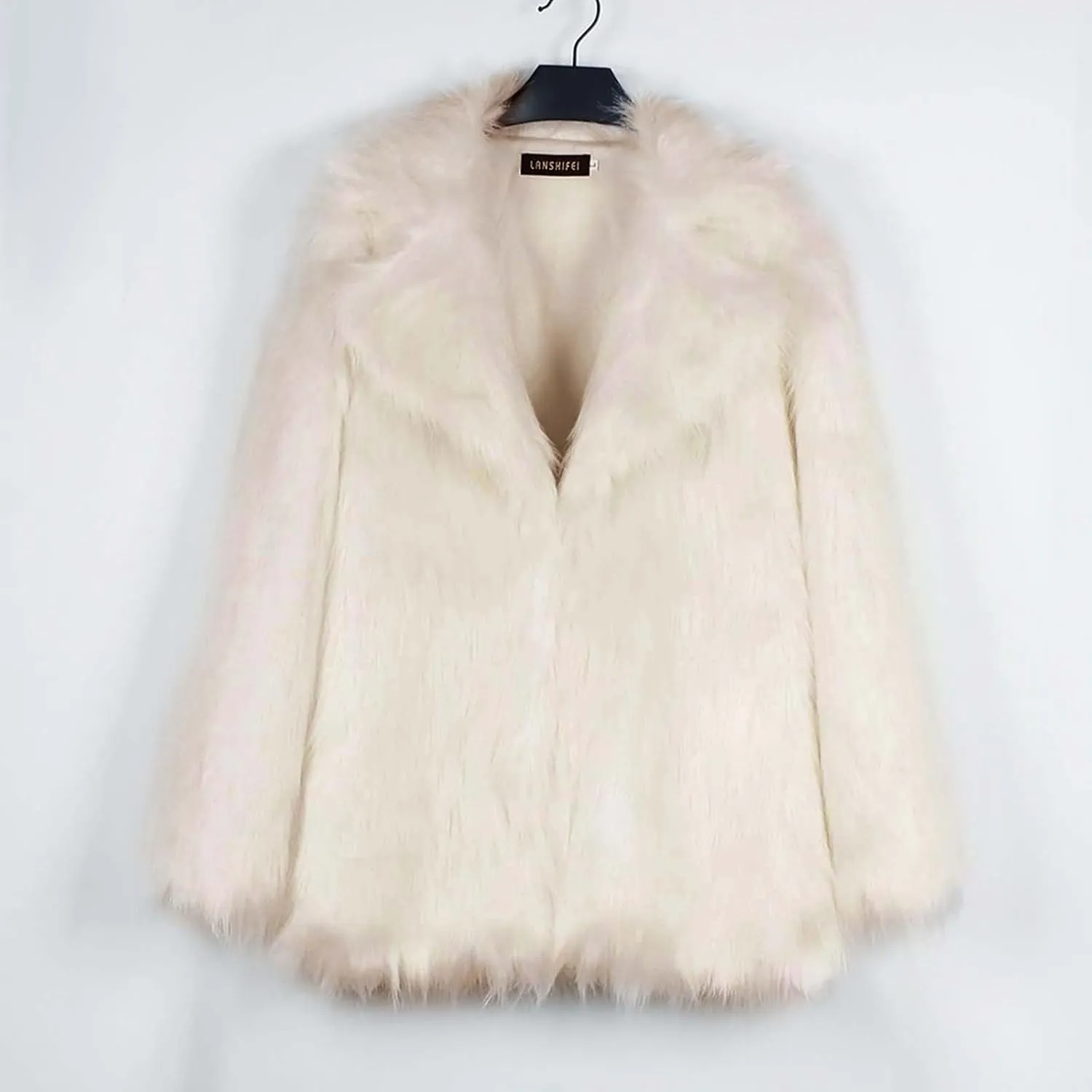 Women's Long Lapel Faux Fur Jacket Plush Shaggy Coat Elegant Warm Outerwear Cardigan Fall Winter Thicken Party Coats