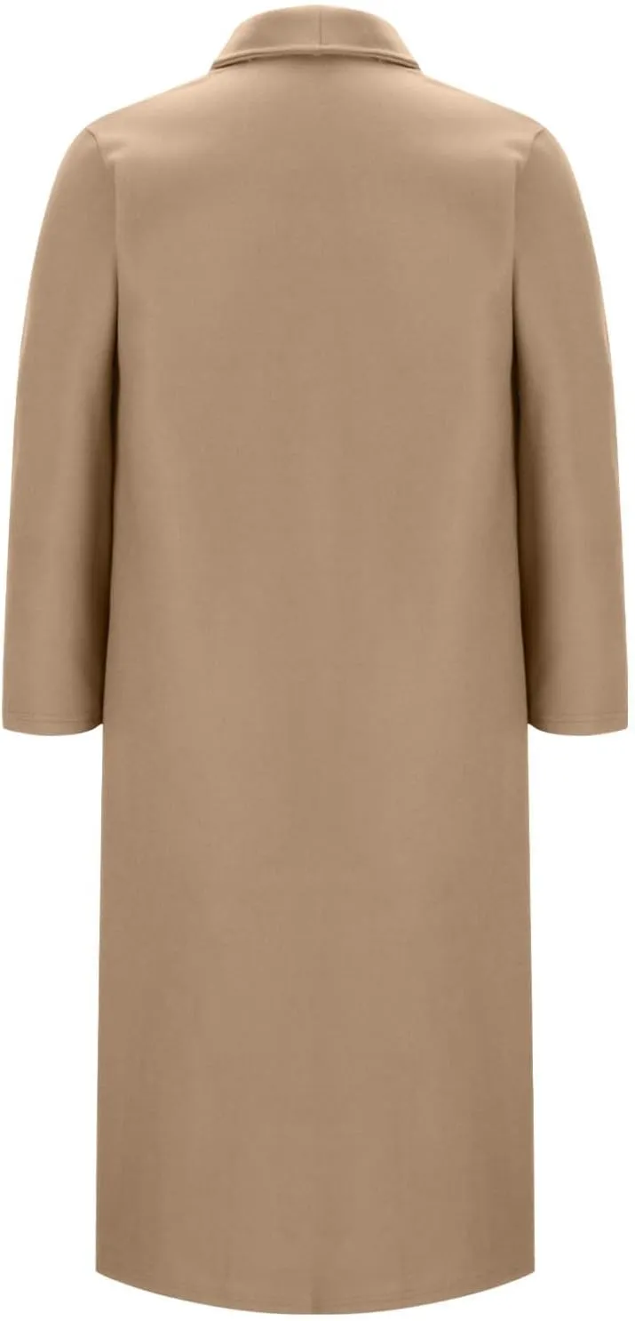 Womens Long Pea Coats Solid Color Winter Warm Trench Coat Bussiness Casual Jackets Outerwear Elegant Loose Coats