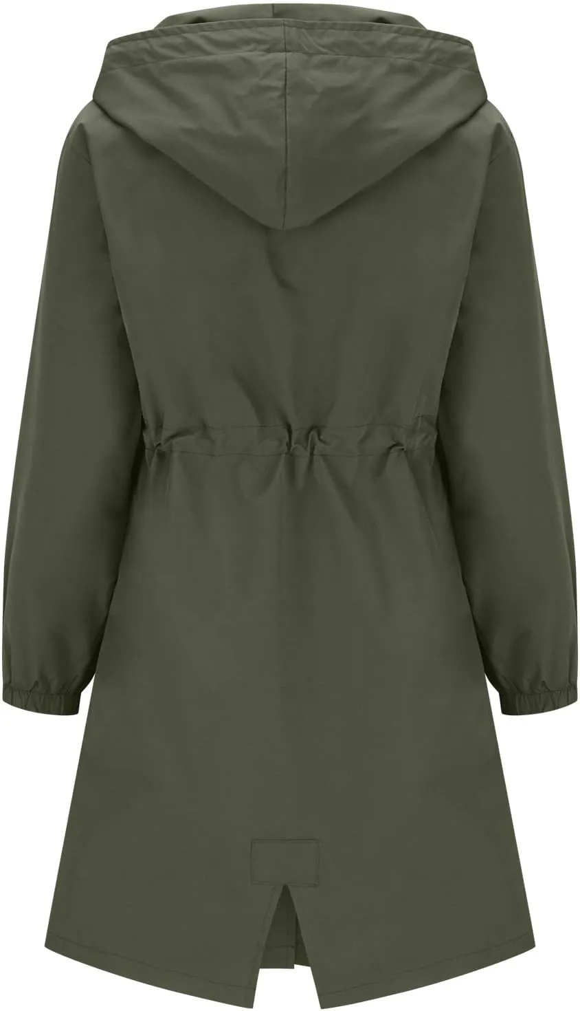 Women's Long Rain Jacket Waterproof Windbreaker Lightweight Hooded Trench Coat Button Down Outerwear Hiking Rain Coat