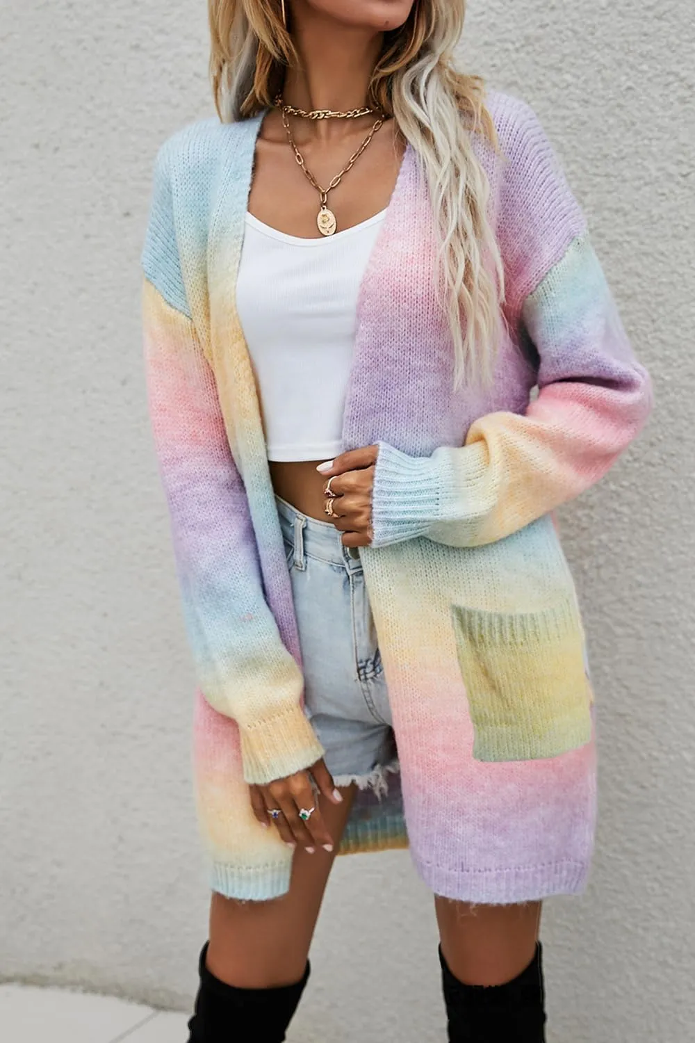 Women's Long Sleeves Open Front Casual Leopard Print Fuzzy Knitted Sweater Cardigan Coat Outwear