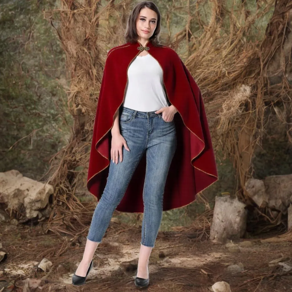 Women's Medieval Cloak Renaissance Velvet Cape with Stand-Up Collar Queen Empress Princess Costume Halloween Party