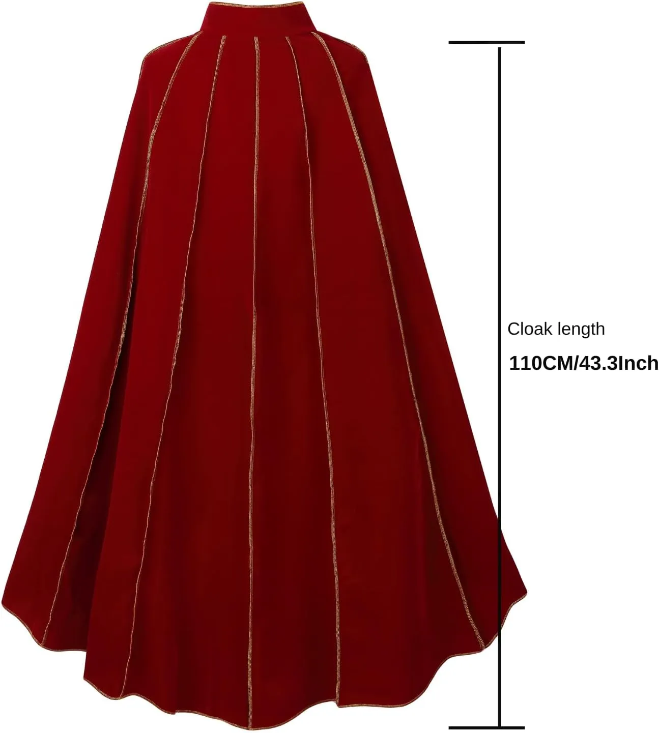 Women's Medieval Cloak Renaissance Velvet Cape with Stand-Up Collar Queen Empress Princess Costume Halloween Party