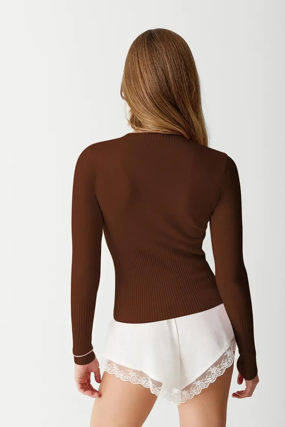 Womens Open Front Button Up Cropped Cardigan Ribbed Knit Long Sleeve Shirt Casual Solid Crop Top Cardigan Sweater