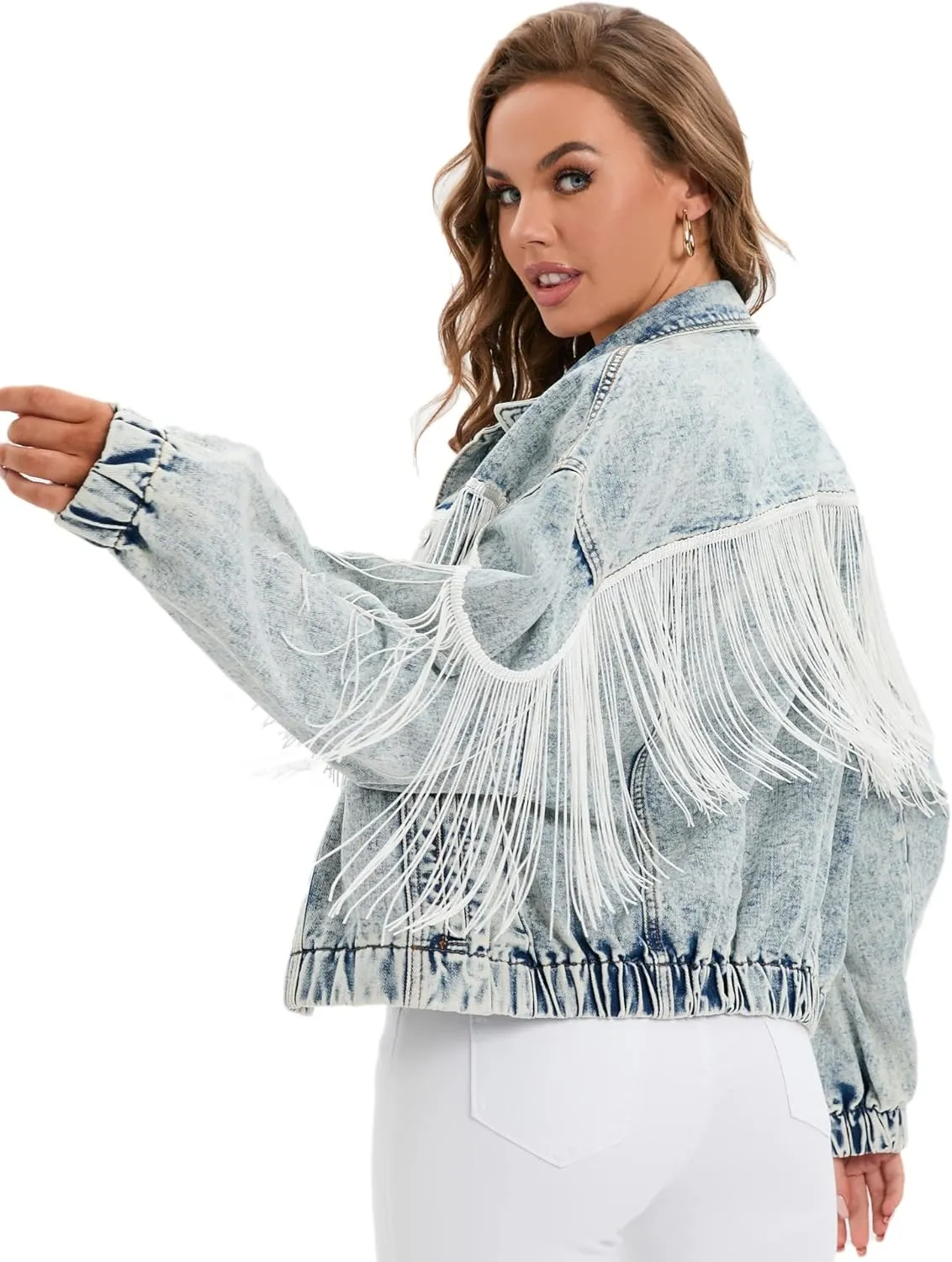 Women's Oversized Vintage Denim Jacket Long Sleeve Boyfriend Coat