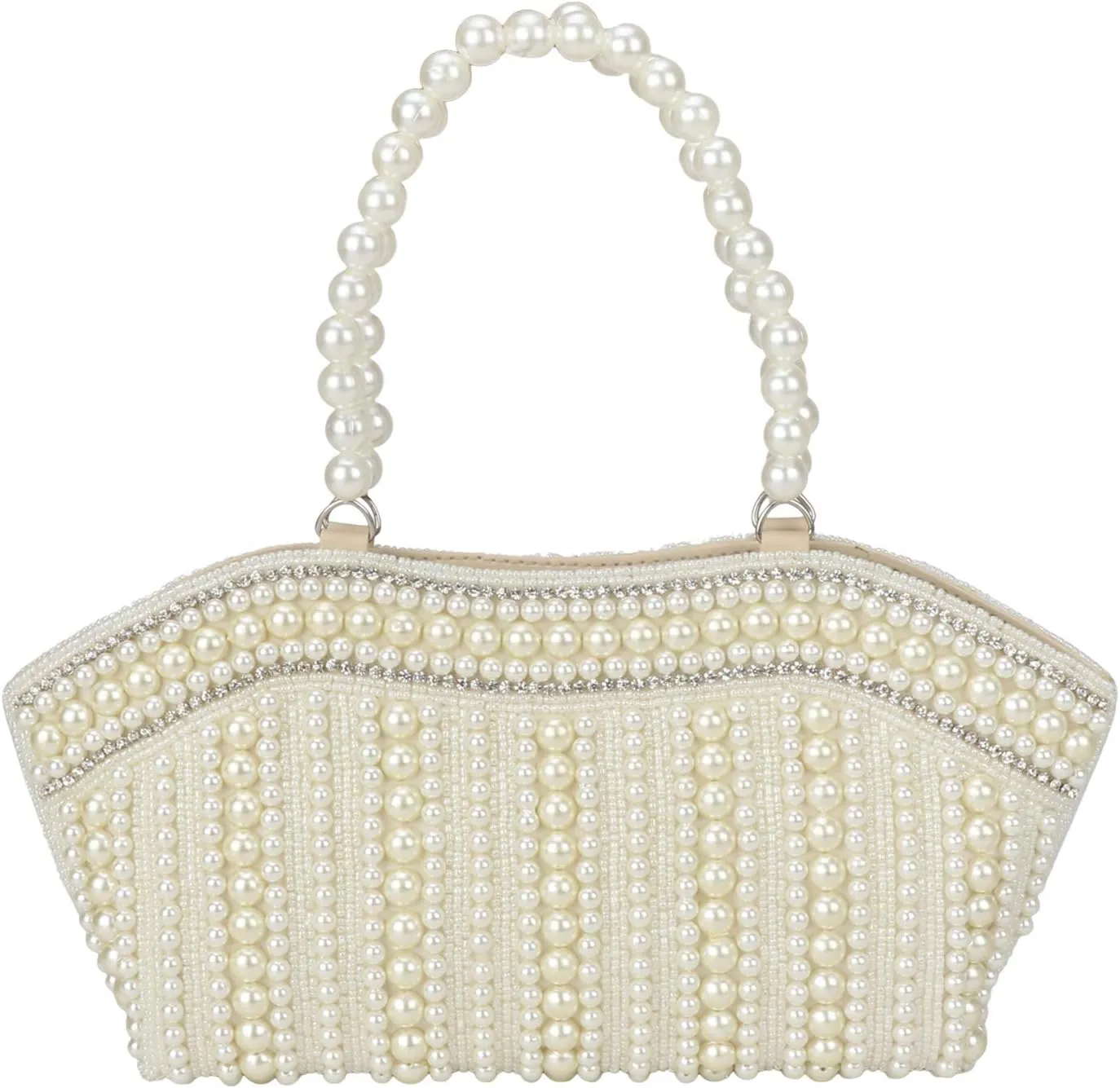 Women's Pearls Hand Clutch, Hand Bag For Wedding, Engagement and All Party Function