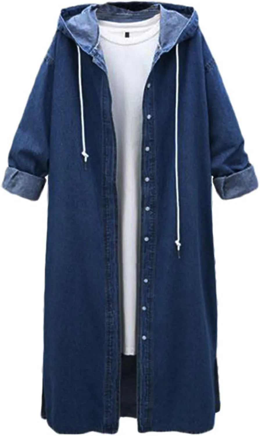 Womens Single Breasted Long Trench Coat Size Denim Lady Plus Jacket Coat Womens Women Double Breasted Classic Lapel