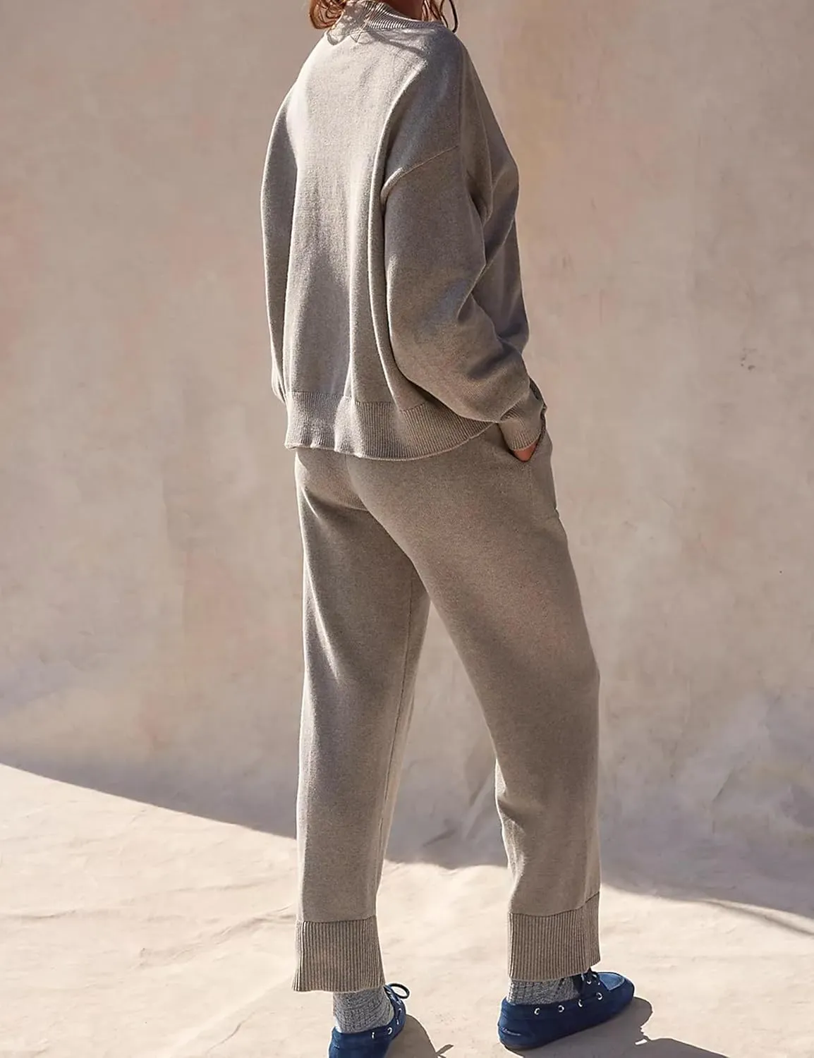Womens Two Piece Sweater Sets Comfy Loungewear Set V-Neck Cardigan Pant Matching Pajama Sets Sweatsuit Outfits